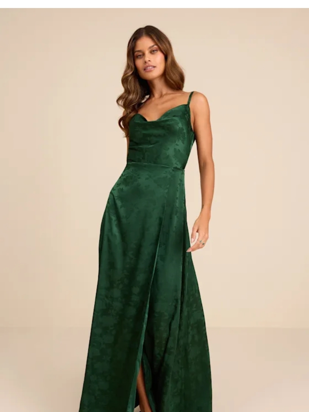 Lulu's Deep Green Satin Maxi Dress